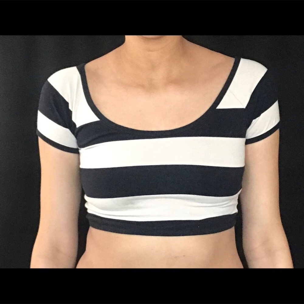 Beige and Black Crop Top